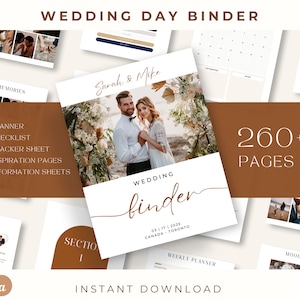 260+ Page Canva Wedding Planner Template Bundle, Editable Wedding Planning Book, Day Of Wedding Binder, Wedding Checklist Planner