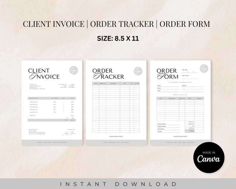 Small Business Bundle, Order Form and Tracker, Thank You Cards ...