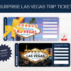 Las Vegas Boarding Pass, Las Vegas Surprise Trip, Las Vegas Gift Ticket, Personalised Las Vegas Ticket, Las Vegas Vacation Ticket, Voucher