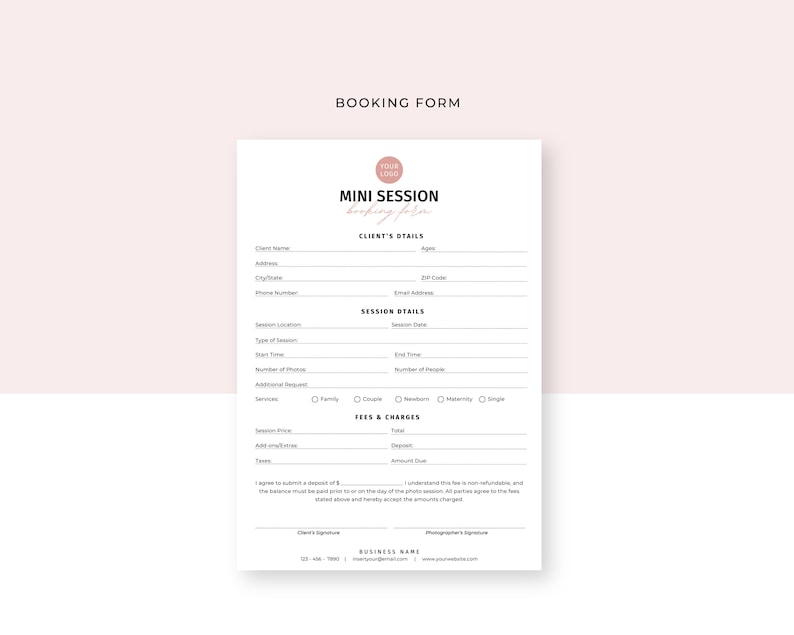 Editable Mini Session Photography Contract Template. Mini Session ...