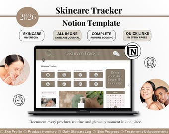 Notion Skincare Tracker, Skincare Notion Planner, Skin Care Planner Template, Skincare Routine Manager, Beauty Notion, Beauty & Wellness