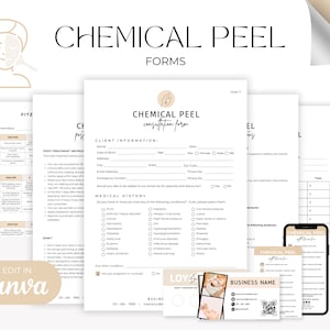 Chemical Peel Forms - Editable Esthetician Templates, Chemical Peel Consent Forms, Peel Consultation, Peel Aftercare, Facial Consent Forms