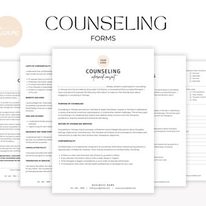 Ensemble de formulaires de counseling, Accueil des clients en santé mentale, Modèles de consentement éclairé, Renonciation à l'annulation d'un traitement, Modèle de formulaires de psychothérapie