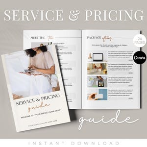 Services & Pricing Guide Template, New Client Welcome Packet, Business Price List Client Proposal, Editable Canva Template