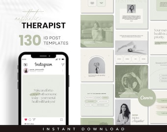 Aesthetic Instagram Post Templates for Therapists, Mental Health Instagram, Therapist Templates, Psychologist Post, Social Media Post, Canva