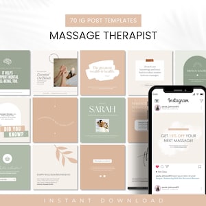 Massage Therapist Instagram Bundle Templates, Massage Instagram Templates, Spa Instagram Post, Massage Marketing Instagram Feed, Canva