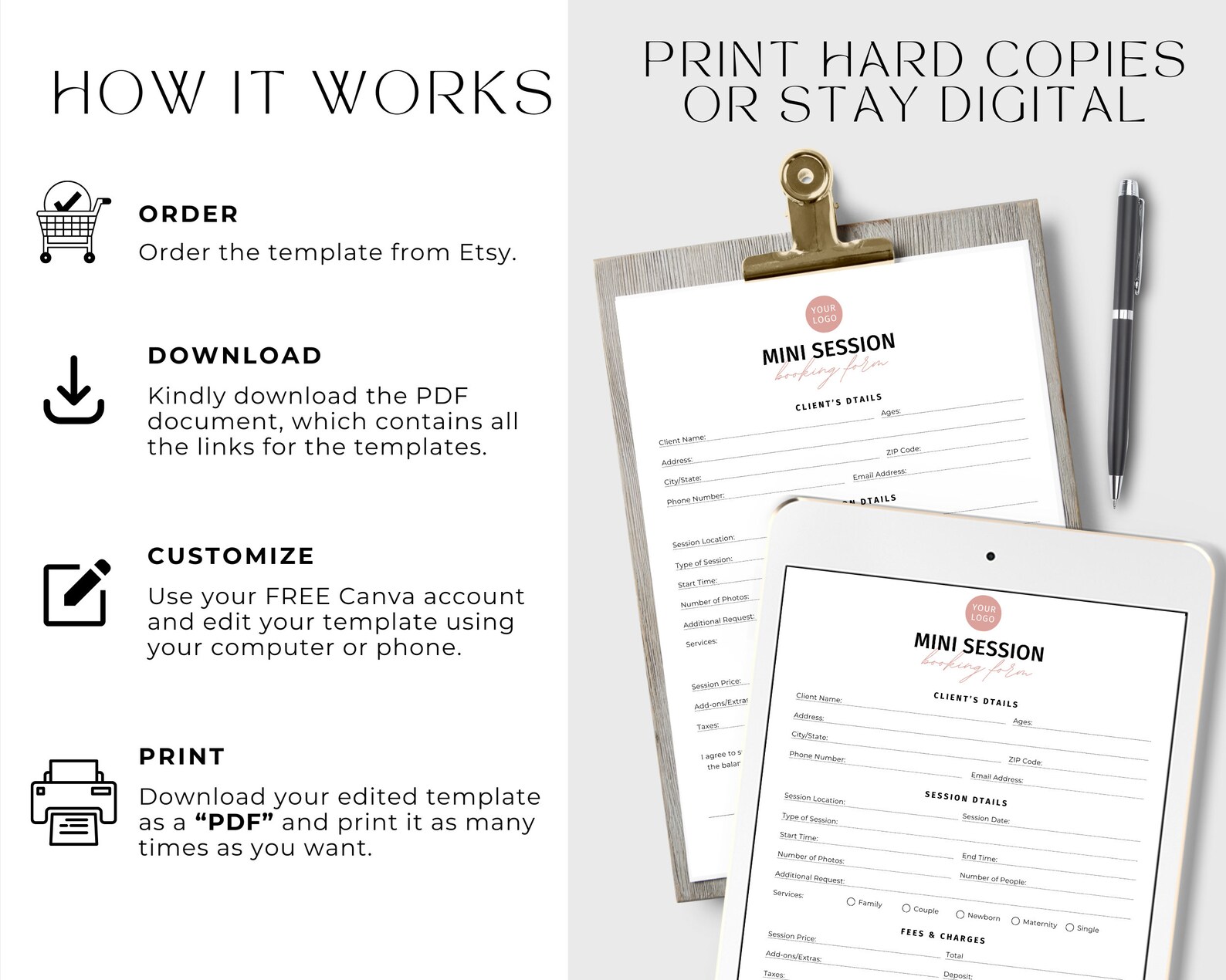 Editable Mini Session Photography Contract Template. Mini Session ...