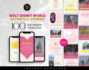WDW Instagram-inlägg + Story och inlägg för sociala medier, mallar för sociala medier, resebyrå, resebyrå, WDW Family Travel, WDW-foton, Canva