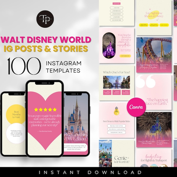 WDW Instagram Post + Story & Social Media Post, Social Media Templates, Travel Agent, Travel Agency, WDW Family Travel, WDW Photos, Canva