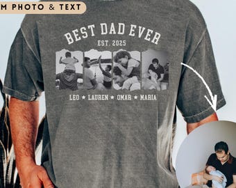 Custom Photo Dad Shirt, Personalized Papa with Kid Names Tee, Comfort Colors Picture Gift For Father's Day, Grandpa Custom Image Tshirt