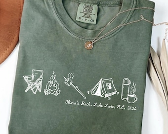Comfort Colors® Camp Bachelorette Shirt, Custom Group Trip Tee, Mountain Bride Hiking Gift, Matching Cabin Birthday Party Outfit, Girls Trip