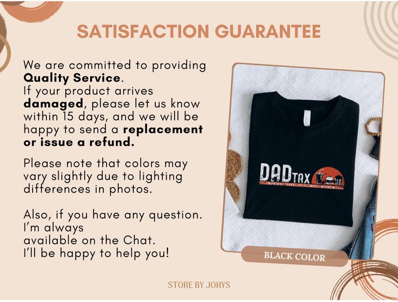 May include: Black t-shirt with the text "DAD TAX" in white and red, featuring a sunset graphic. The shirt is displayed on a white surface. The words "BLACK COLOR" are also visible.