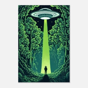 The Encounter - UFO Forest Encounter Poster - Extraterrestrial Alien Wall Art