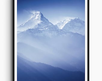 Annapurna Mountains Photo Print, Himalaya Sunrise Wall Art, Nepal Mountain Poster, Alpine Landscape Photography, Travel Decor, Nature Gift
