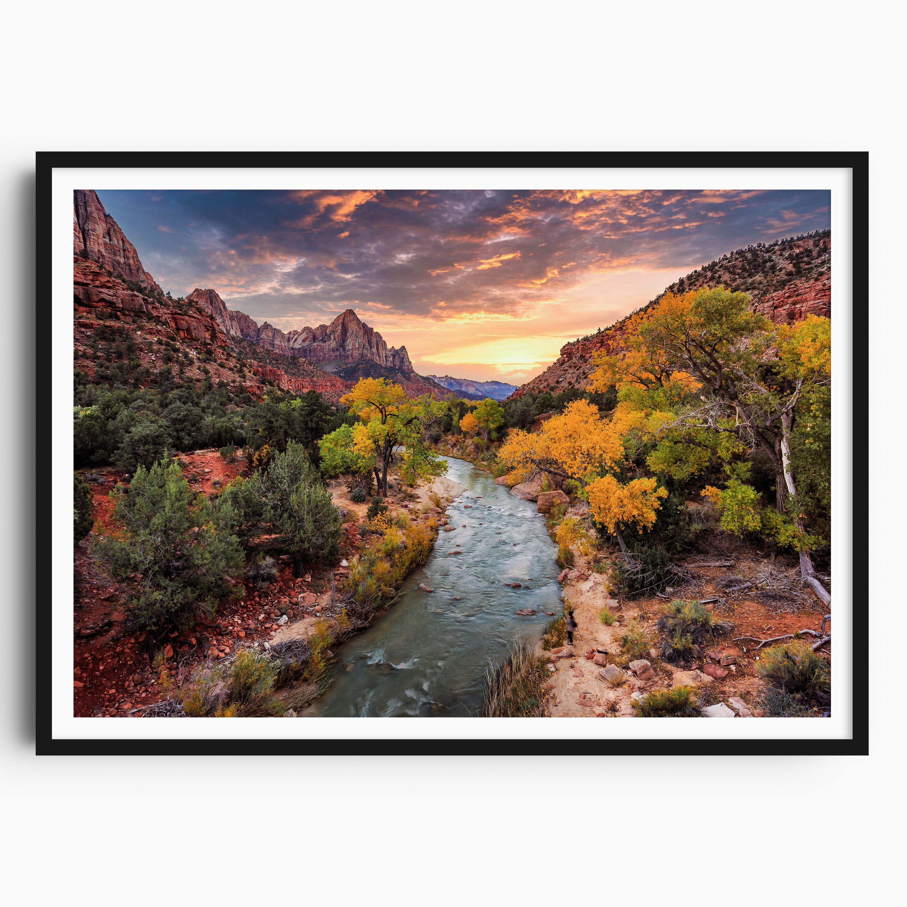 Zion National Park Sunset Print, Watchman Mountain Photo, Utah