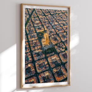 Barcelona Aerial Fine Art Photography Print, Sagrada Família and Eixample City Grid Wall Art, Iconic Spain Urban Decor
