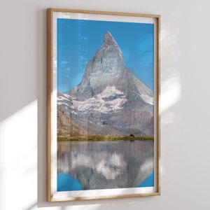Matterhorn Travel Print, Matterhorn Wall Art, Matterhorn Poster, Switzerland, Printable Mountain Poster, Digital Download, Zermatt