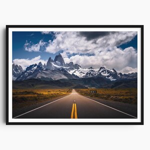 El Chalten fototryck, Fitz Roy väggkonst, Patagonia bergsaffisch