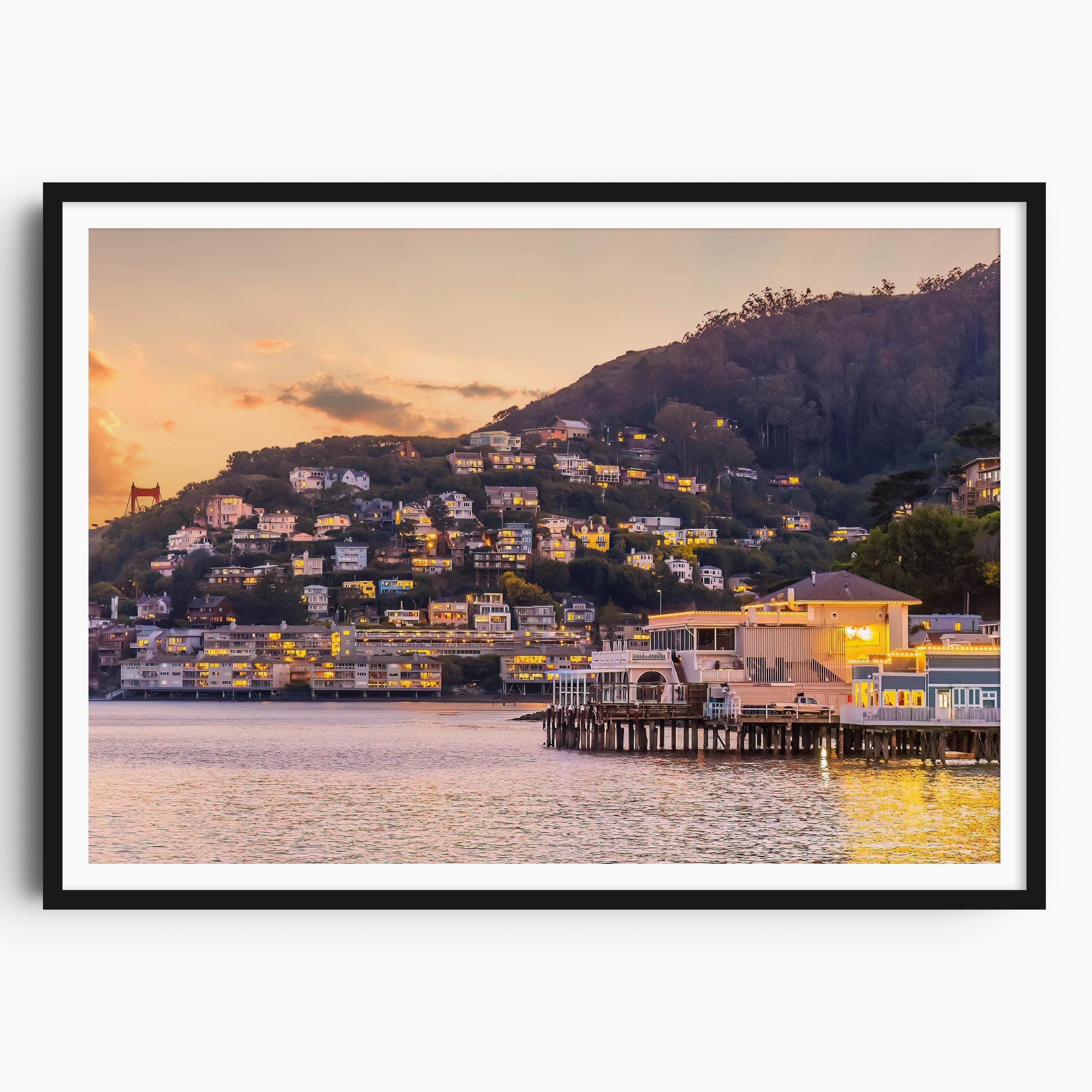 Sausalito California Photo Print, Sausalito Wall Art, Bay Sunset