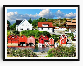 Kristiansand Norway Photo Print, Norway Coast Wall Art, Cityscape Poster