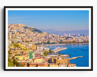 Gulf of Naples Photo Print, Naples Port Wall Art, Italy Panorama Poster, Coastal Travel Photography