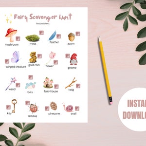 Fairy Scavenger Hunt for Kids Printable FAIRY Garden Birthday PARTY ...