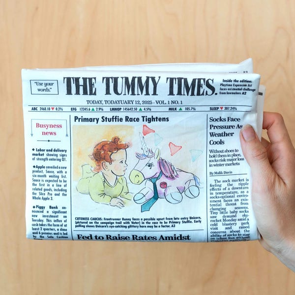 Baby Crinkle Book- Tummy Times Parody Newspaper Gift