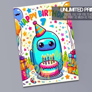 Tarjeta de feliz cumpleaños de Among Us: tarjeta editable para niños, tarjeta digital para niños, imprimible con Canva, descarga instantánea (5 x 7 o 8,5 x 11)