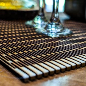 Handmade Laser‑Cut Wooden Placemat • Rustic Wood Table Mat • Drink Coasters Tray Protector