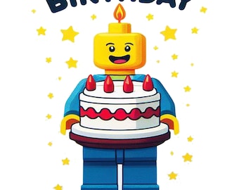 Building Blocks Happy Birthday Card - Editable Kids Card - Kids Digital Card - Printable With Canva-Instant Download (5x7 or 8.5x11)