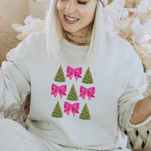 Coquette Christmas Sweatshirt: Red Bow Girly Holiday Crewneck