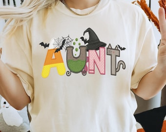 Spooky Auntie Halloween Shirt: Custom Comfort Colors Fall Tee