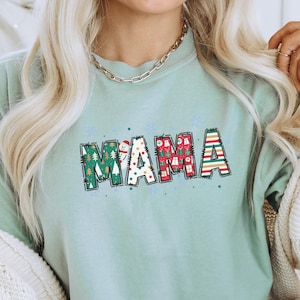 Comfort Colors Christmas Mama Sweatshirt: Cozy Holiday Tee