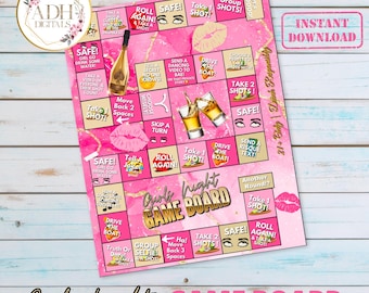 Modèle canva 16 x 20 Pink Girls Night, jeu de société, jeu de société amusant à imprimer pour femmes, EVJF, jeu à boire, téléchargement immédiat