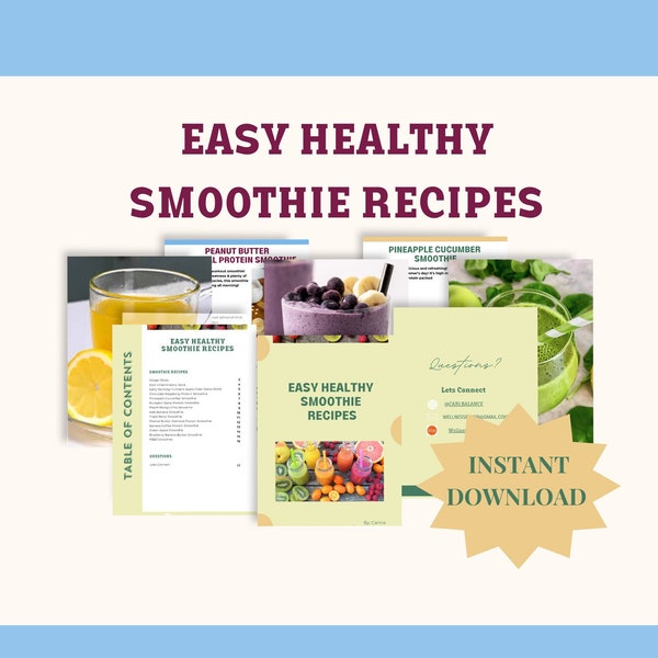 Easy Healthy Smoothie Recipes, Protein Smoothie Recipes, Healthy Protein Shake Recipes, Printable Recipes, Green Juice Recipes, Easy Juices