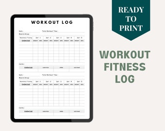 Workout Fitness Log, Workout Tracker, Ready to Print Template, Workout Tracker Printable, Fitness Planner, Gym Planner, Exercise Log Tracker