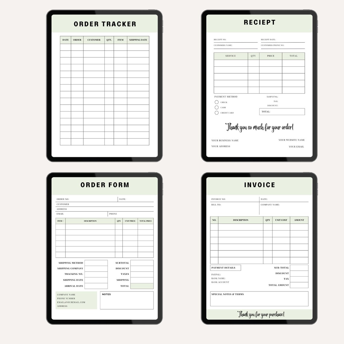 Small Business Template Bundle/order Form Pdf/invoice Forms/receipt Pdf ...