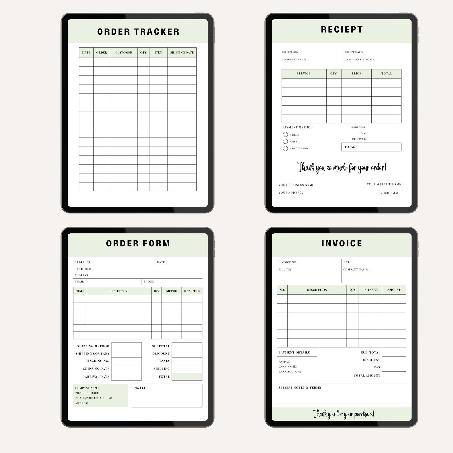 Small Business Template Bundle/order Form Pdf/invoice Forms/receipt Pdf ...