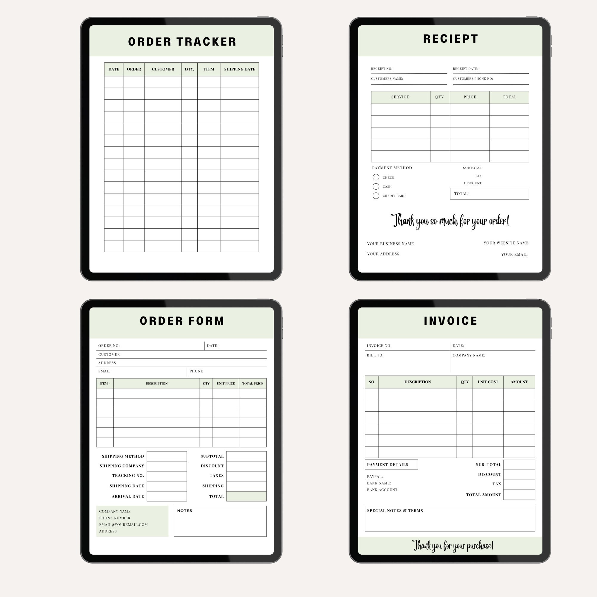 Small Business Template Bundle/order Form Pdf/invoice Forms/receipt Pdf ...