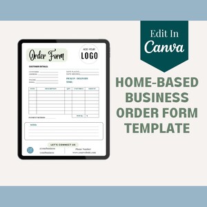 Home-Based Business Digital Order Form Template/Purchase Order Template/Edit in Canva/Printable PDF/Order for Small Business/Digital PDF