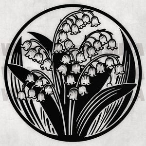 Conception SVG de muguet, fleur de mois de naissance de mai, fichier de gravure, SVG découpé au laser, fichier de coupe Floral, téléchargement numérique, X0437