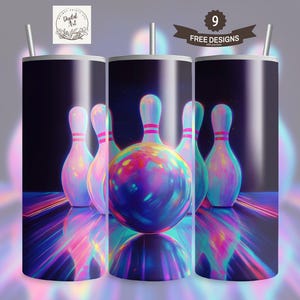Neon Bowling Ball Tumbler Wrap: 20oz Skinny Sublimation (Digital Download)