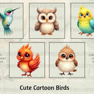 Cute Cartoon Birds Clipart Bundle, Cartoon Bird Graphics, Baby Birds PNG, Kawaii Clip Art, Instant Digital Download, A0288