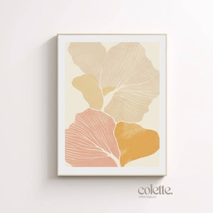 Abstrakte Blumen Malerei Blush rosa Blatt Poster Druckbare botanische Wandkunst Blumenmarkt Druck 015