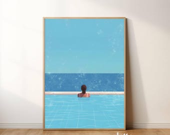 Woman swimming painting | PRINTABLE wall art |Digital download poster 198