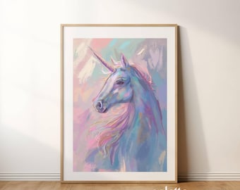 Pastel Unicorn Painting: Girly Fairy tale Art Print (Digital Download)