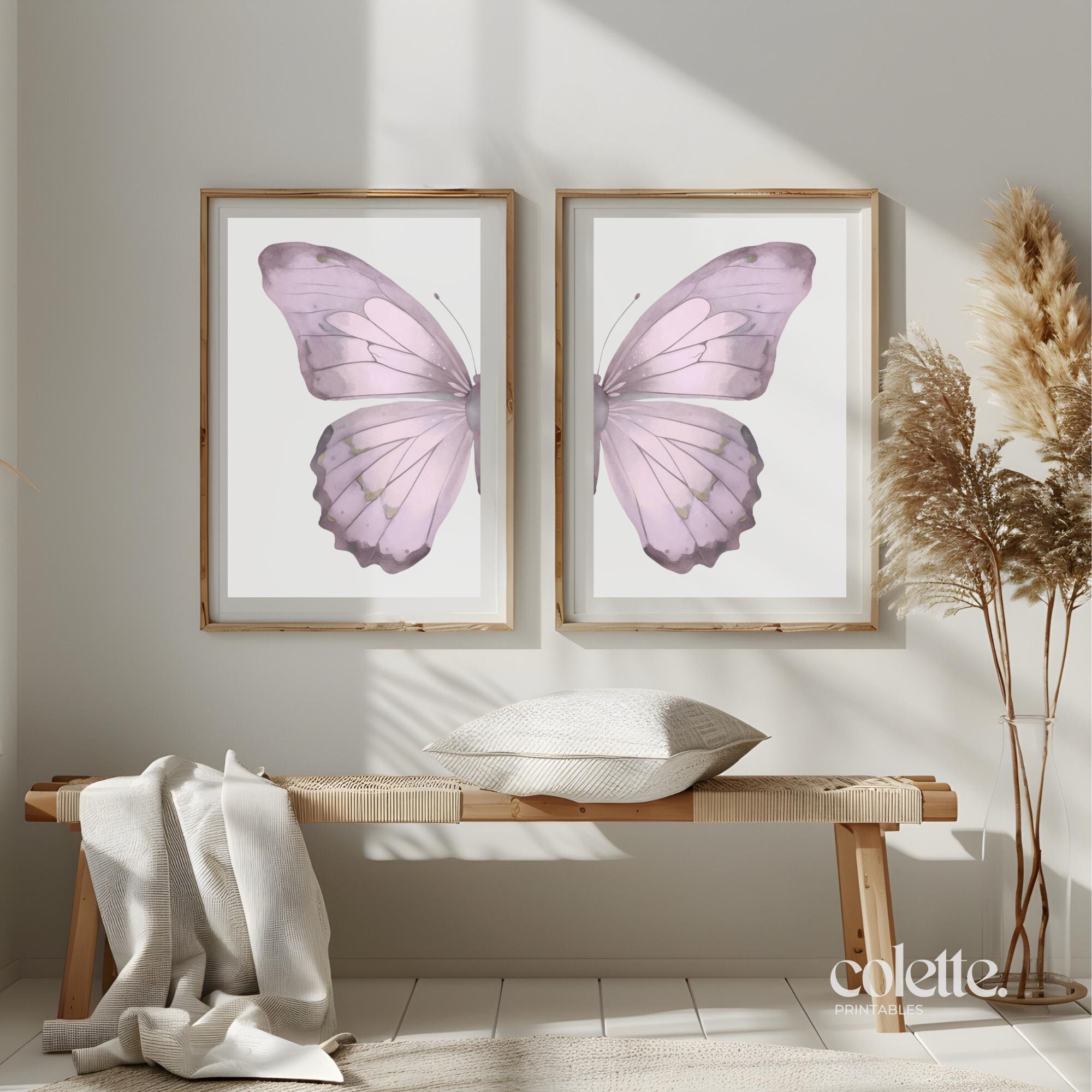 Soft Pink Split Butterfly Wall Art Set of 2 Butterfly Wings Painting ...