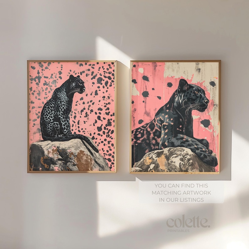 Black Panther Poster Printable Wild Cats Wall Art Leopard Print Cheetah ...