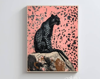 Pôster de pantera preta para impressão, gatos selvagens, arte de parede, estampa de leopardo, chita, decoração de casa, moda, impressão de animais, pintura de leopardo, imagem 04