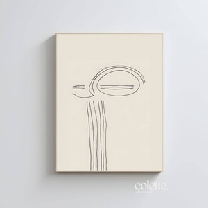 Arte de pared de línea abstracta Póster de boceto moderno Decoración de pared imprimible Dibujo de línea de figura abstracta Obra de arte de línea simple Impresión de color sutil 051